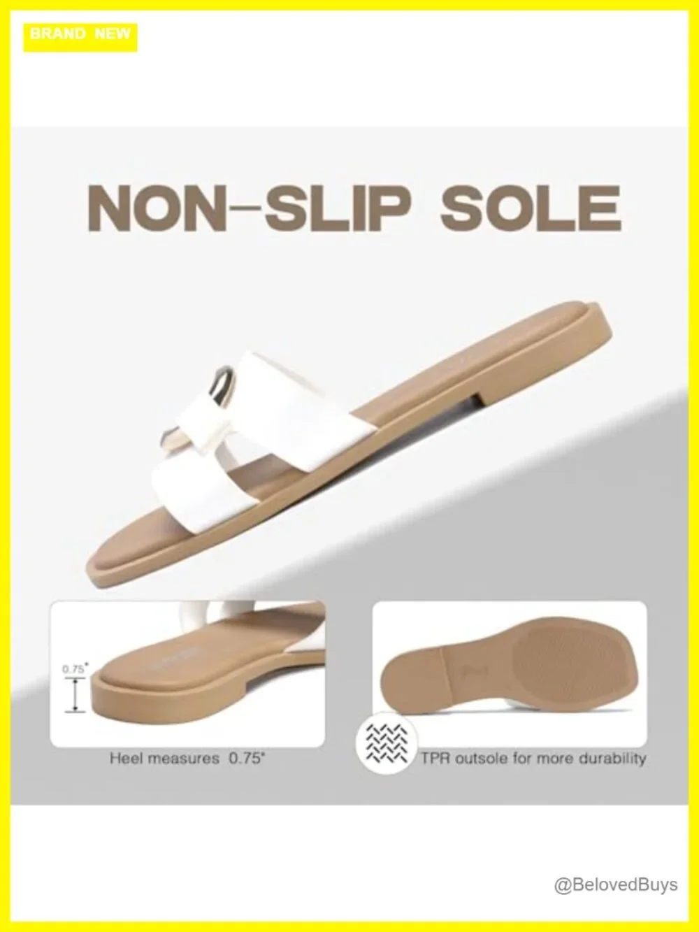 Women's Square Open Toe Slide Sandals with Chain PU Strap